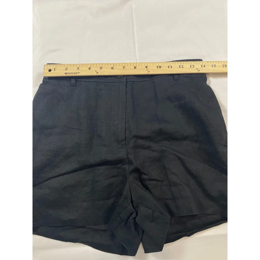 Quince Black 100% Linen High Waisted Shorts Womens Size 6 NWT Elastic Back - Picture 8 of 10